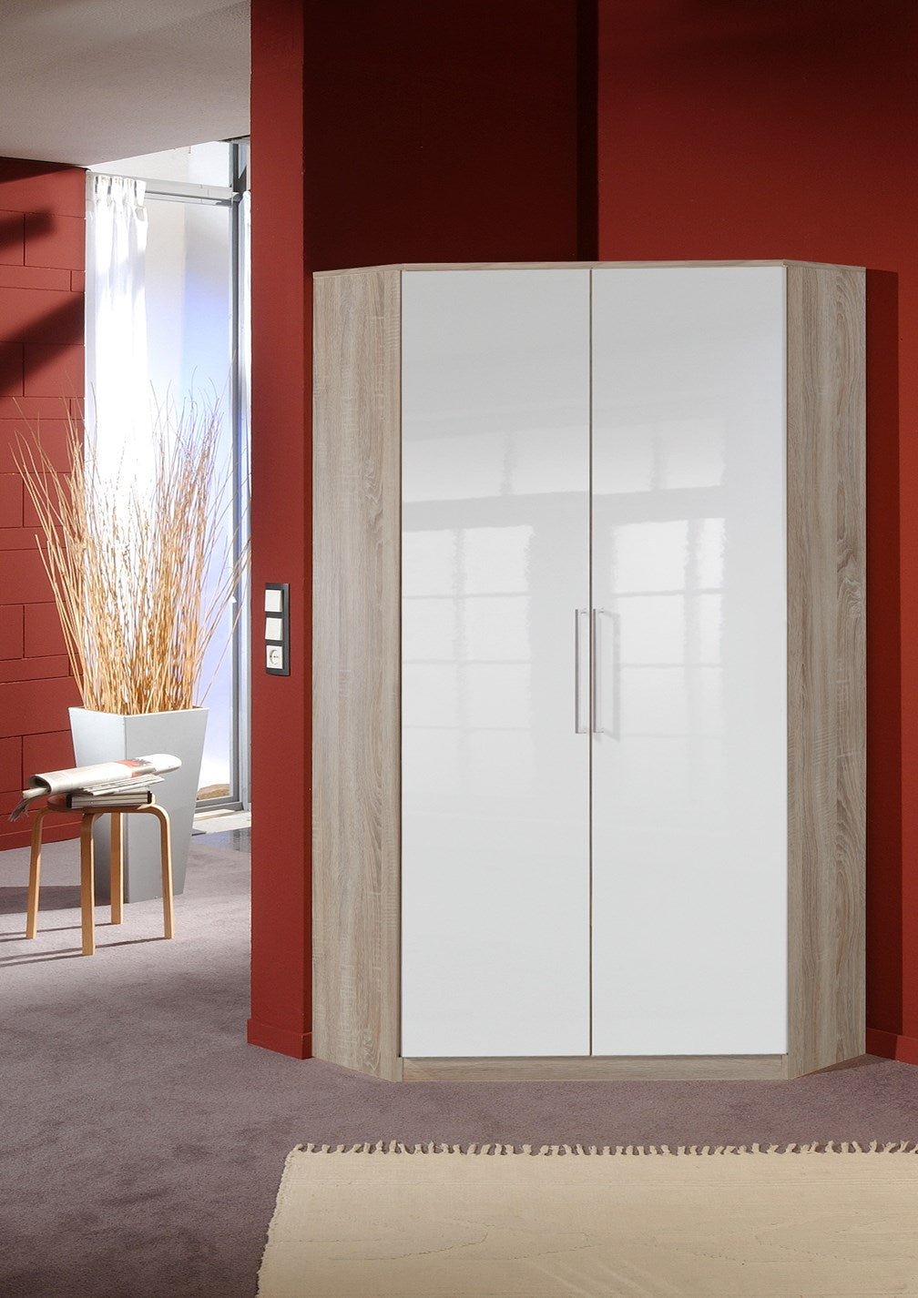 Wimex - Kleerkast Greven - 111511 - Wit/Ruwe Eik - 95x199x88cm