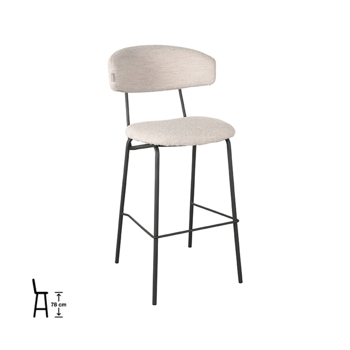 LABEL51 - Tabouret de bar Zack - Naturel - Boucle - Hauteur d'assise 78