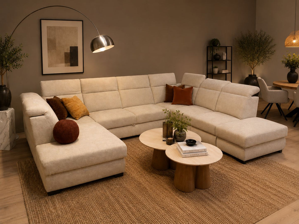 2BM - Canapé d'angle Irys - Gauche - Fonction lit - Pouf - Rangement - 220x350x280cm