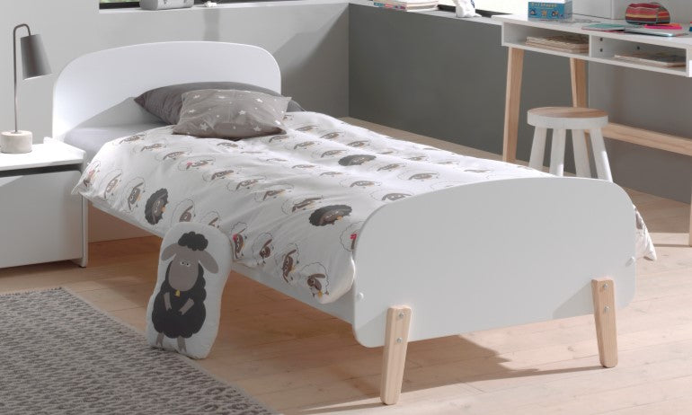 Cette combinaison KIDDY blanche se compose d'un lit (90x200) et de sa table de chevet assortie.