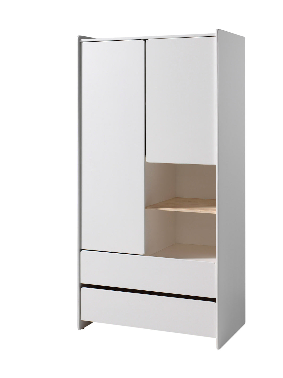 Cet ensemble KIDDY blanc se compose d'un lit (90 x 200 cm) avec table de chevet et d'une armoire 2 portes.