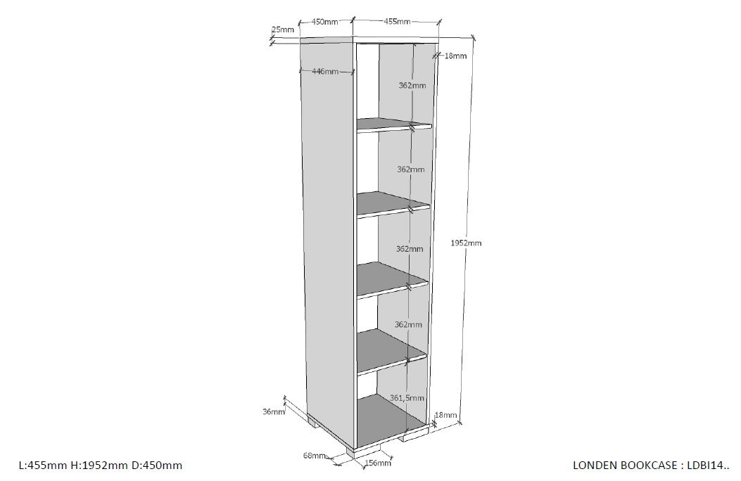 Vipack - Bureaumeubelen London - Antraciet - bureau+Boekenkast