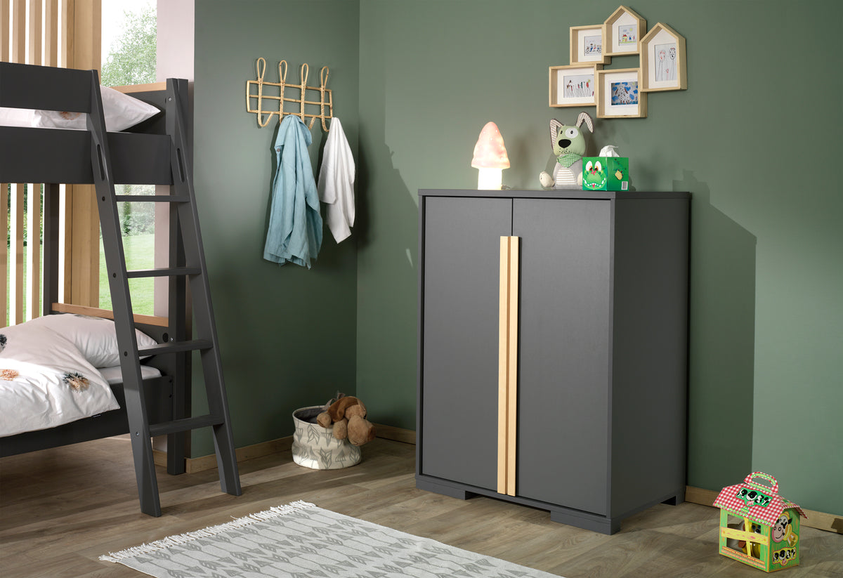 LONDRES Armoire 2 portes étagères anthracite