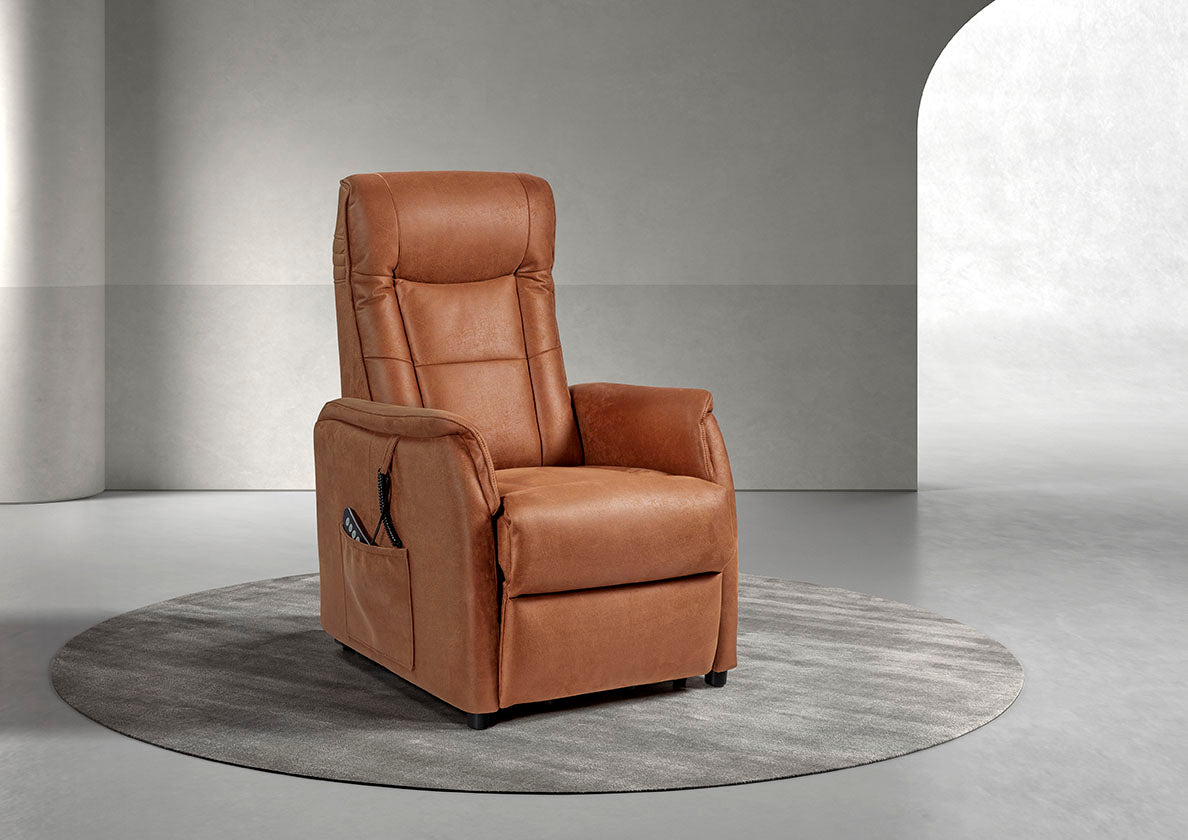 GBO - Relaxzetel Liam - Stof Cognac - 75x105x92cm