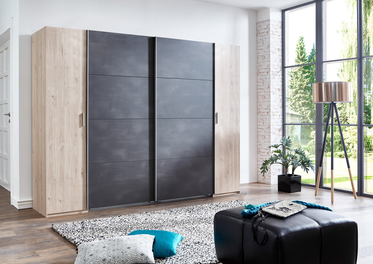 Wimex - Kleerkast Lotto - 423788 - Hickory Eik/Staal - 272x208x65cm