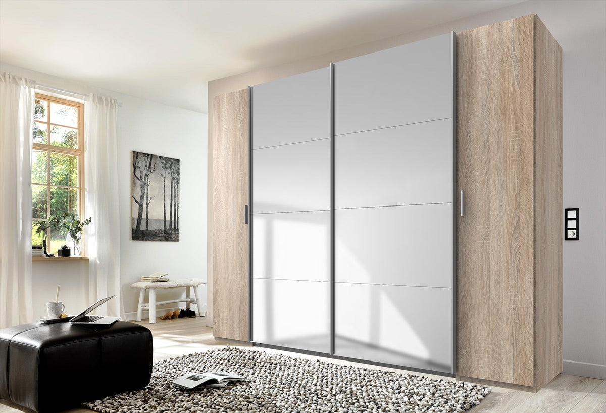 Wimex - Kleerkast Lotto - 479786 - Ruwe Eik/Wit - 272x208x65cm