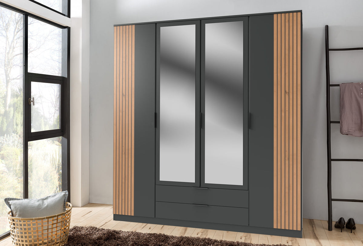 Wimex - Kleerkast Lubeck - T56453 - Grafiet/Artisan Eik - 180x199x58cm
