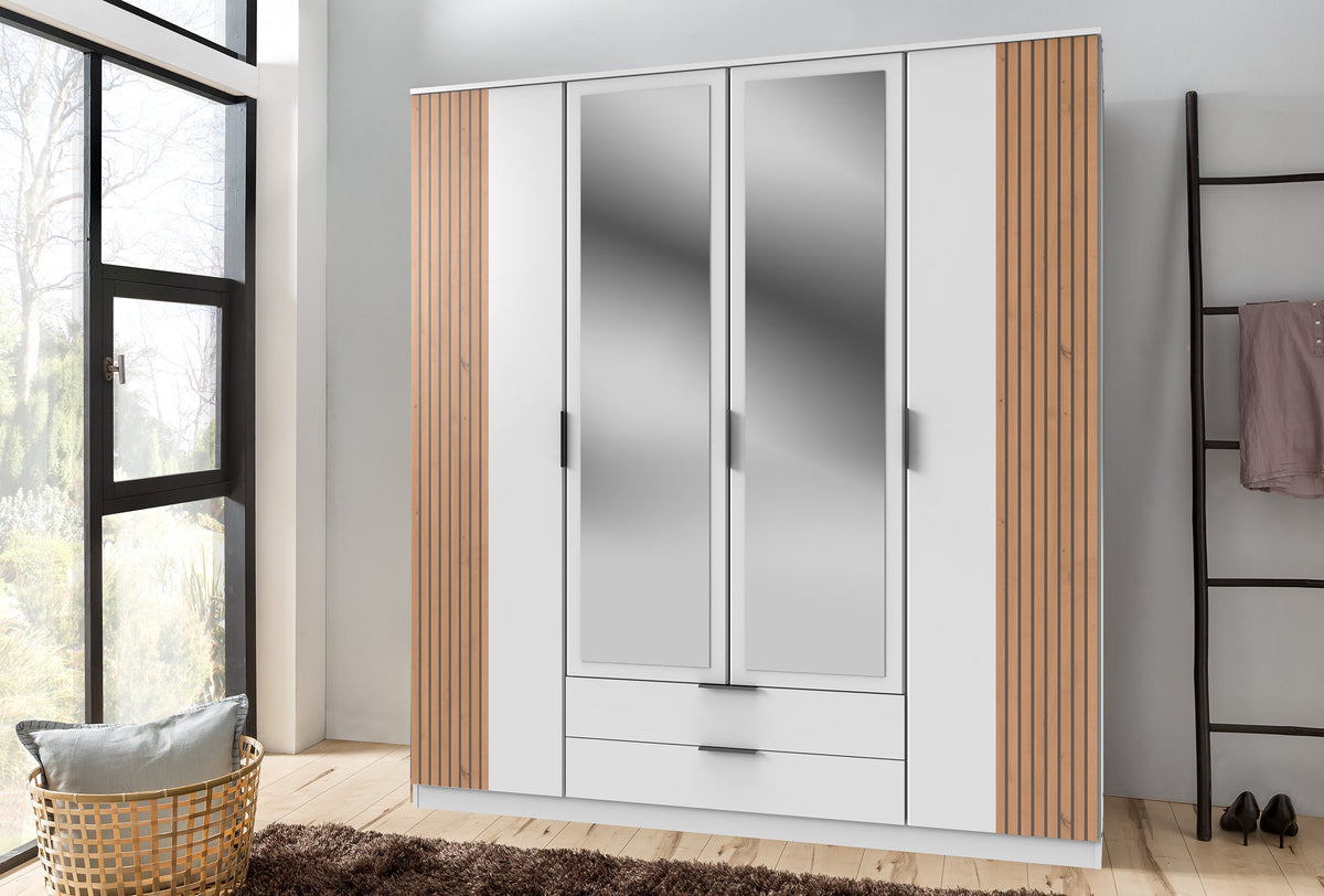 Wimex - Armoire Lubeck - T65453 - Blanc/Chêne Artisan - 180x199x58cm