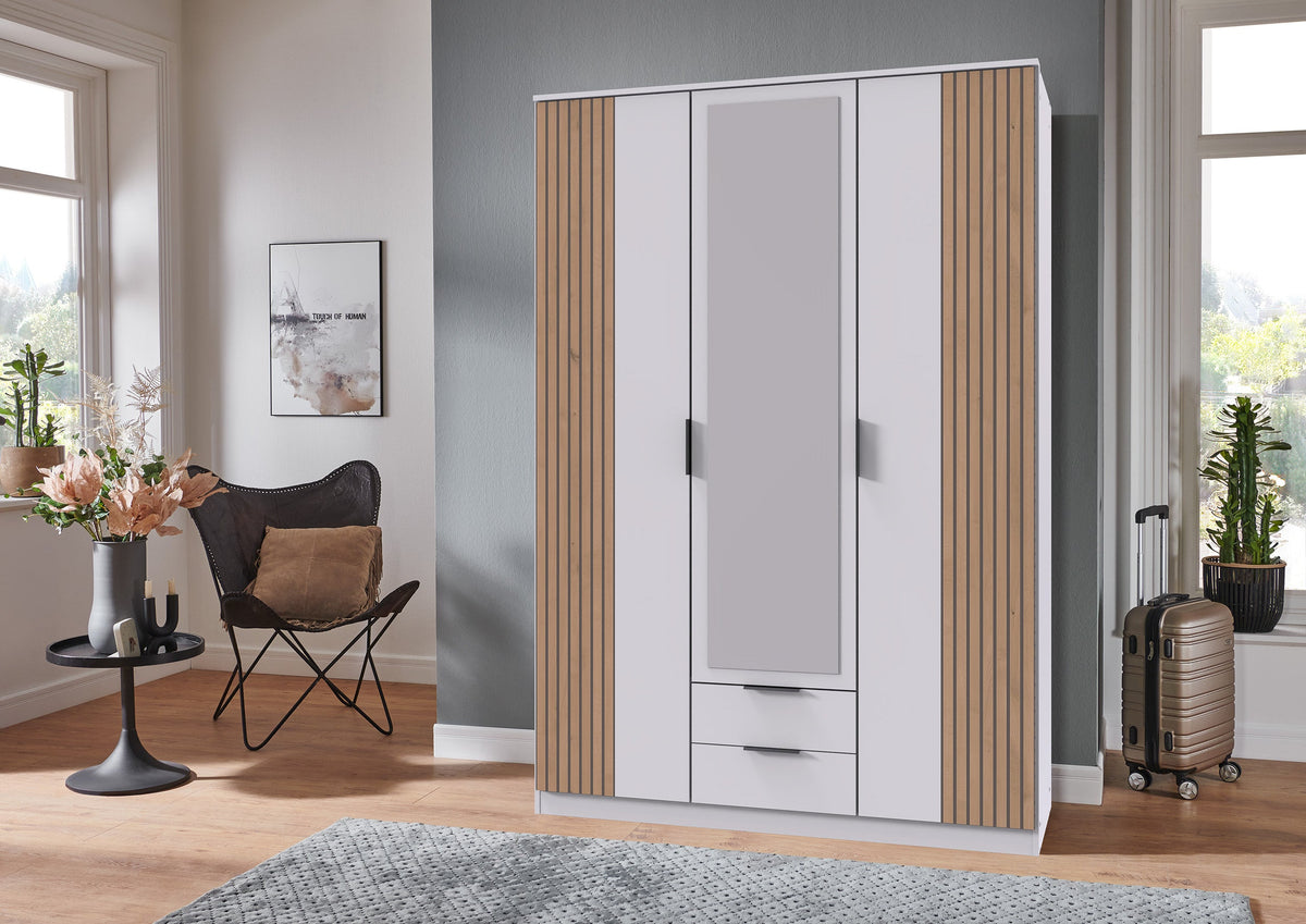 Wimex - Armoire Lubeck - T65484 - Blanc/Chêne Artisan - 135x199x58cm