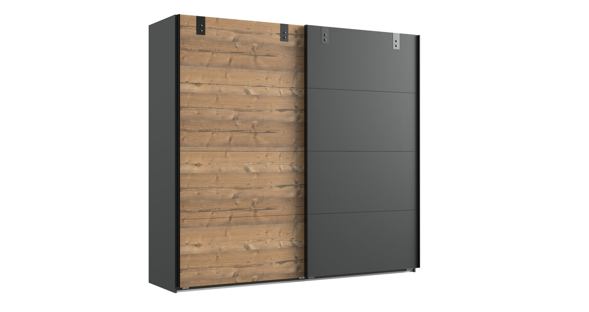 Wimex - Armoire à portes coulissantes Malmoe - Décor Chêne et Graphite - 225x210x65cm 