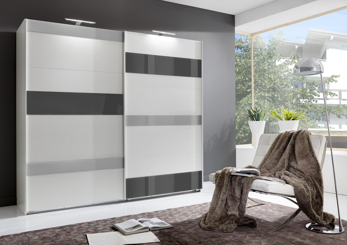Wimex - Kleerkast Monaco - E04860 - Wit/Grijs - 180x208x65cm