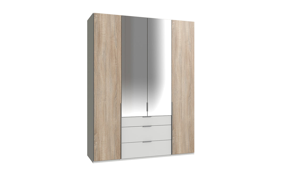 Wimex - Armoire New York A - P02413 - Chêne brut/Blanc - 180x236x58cm