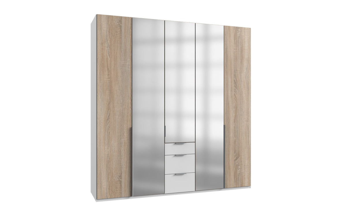 Wimex - Armoire New York A - P02507 - Chêne brut/Blanc - 225x208x58 cm