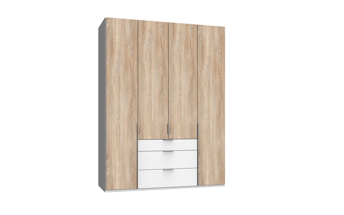 Wimex - Armoire New York A - P02418 - Chêne brut/Blanc - 180x236x58cm