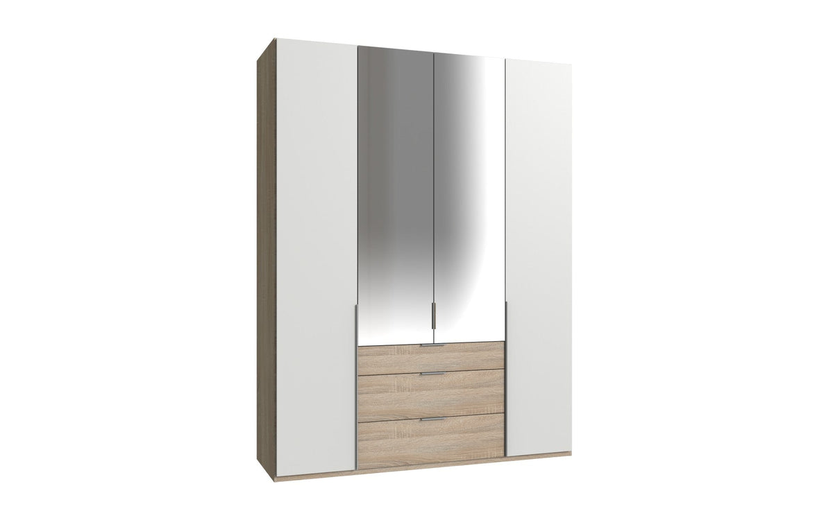 Wimex - Armoire New York A - P07413 - Blanc/Chêne - 180x236x58 cm