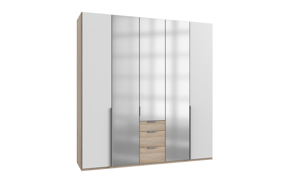 Wimex - Armoire New York A - P07507 - Blanc/Chêne - 225 x 208 x 58cm
