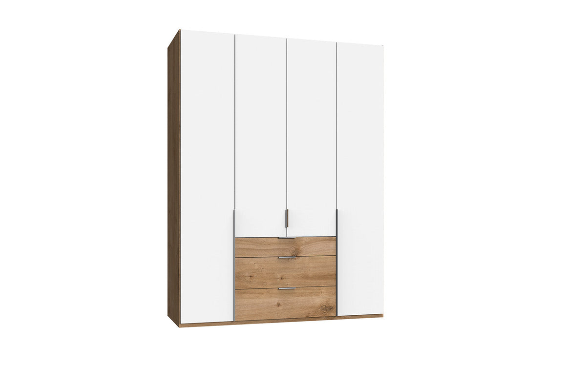 Wimex - Armoire New York A - P27510 - Blanc/Planches Chêne - 180x208x58cm