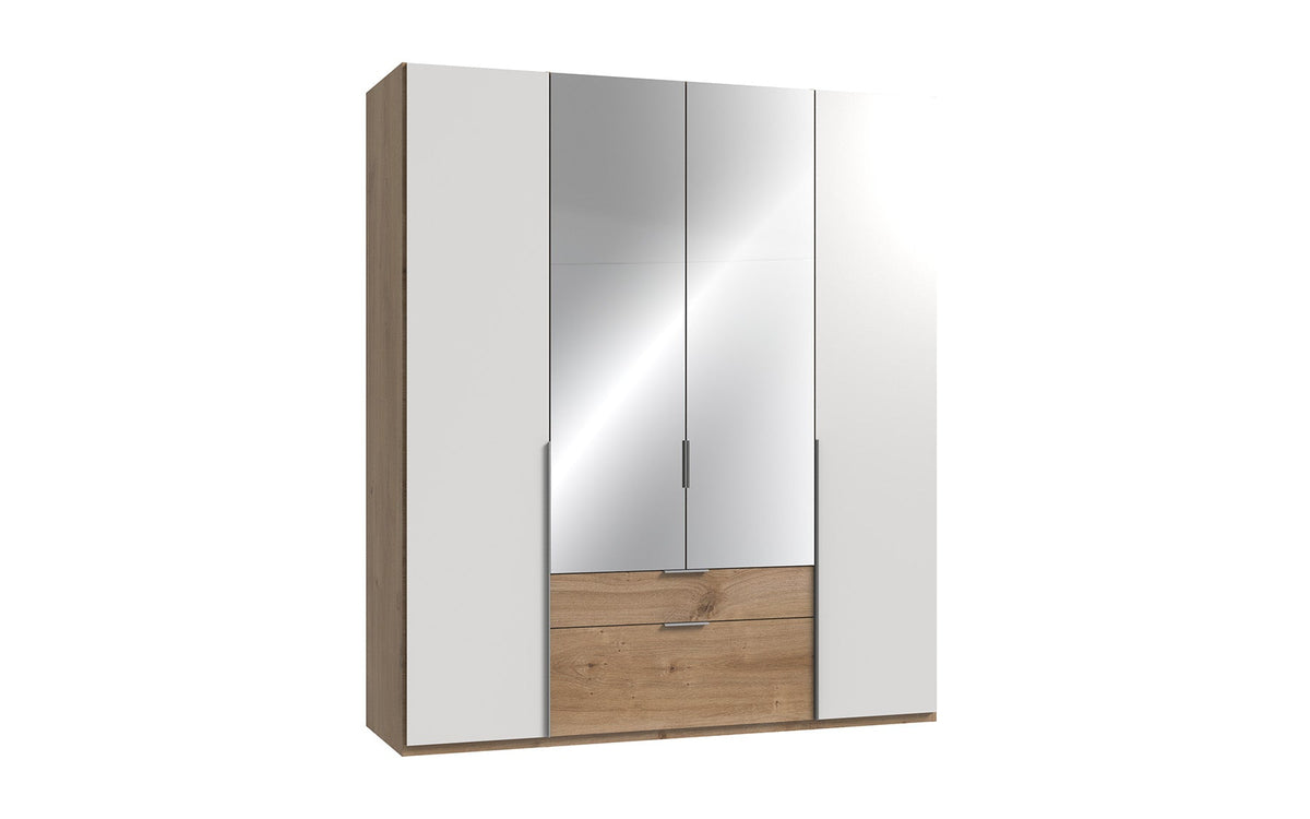 Wimex - Armoire New York A - P27505 - Blanc/Planches Chêne - 180x208x58cm