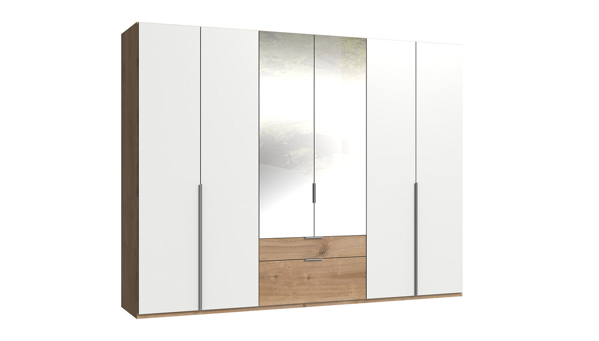 Wimex - Armoire New York A - P27508 - Blanc/Planches Chêne - 270x208x58cm