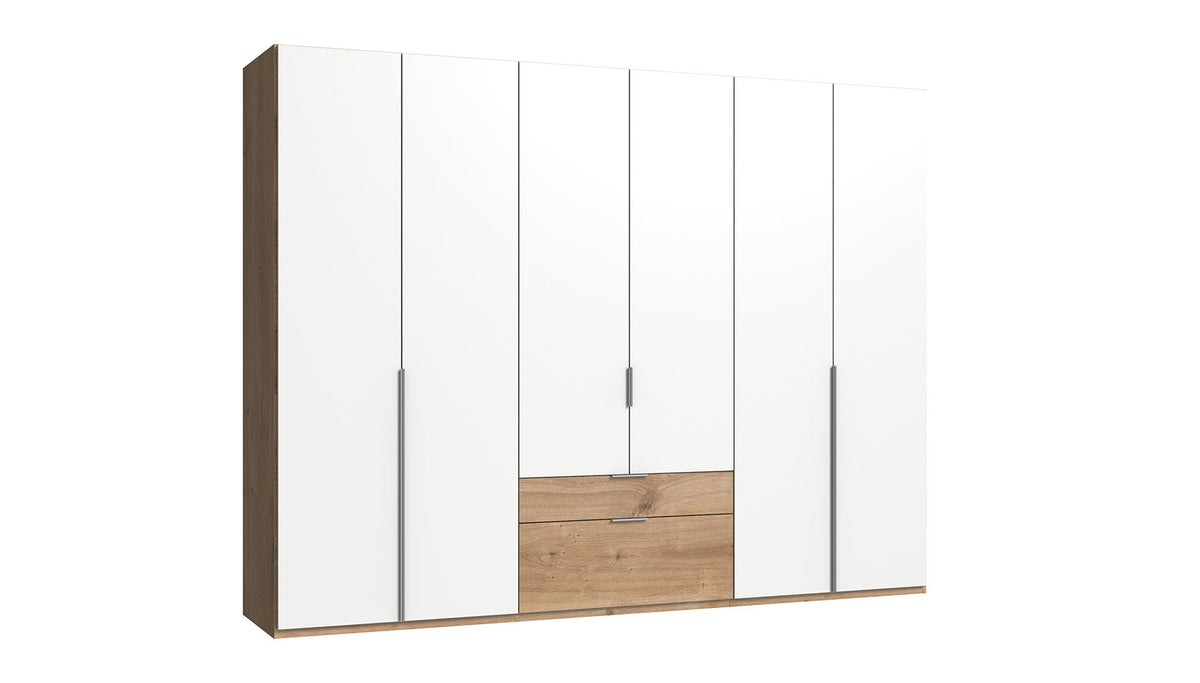 Wimex - Armoire New York A - P27512 - Blanc/Planches Chêne - 270x208x58cm