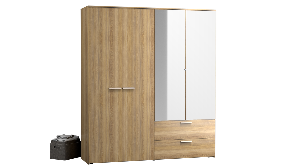 Armoire Opus - 4 portes - Chêne - 200x55x229cm
