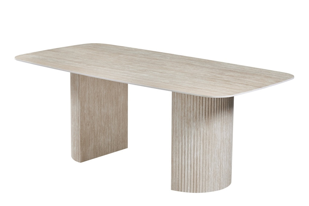 TYC - Eettafel Travertin - 12mm - Keramisch - 200x76x100cm