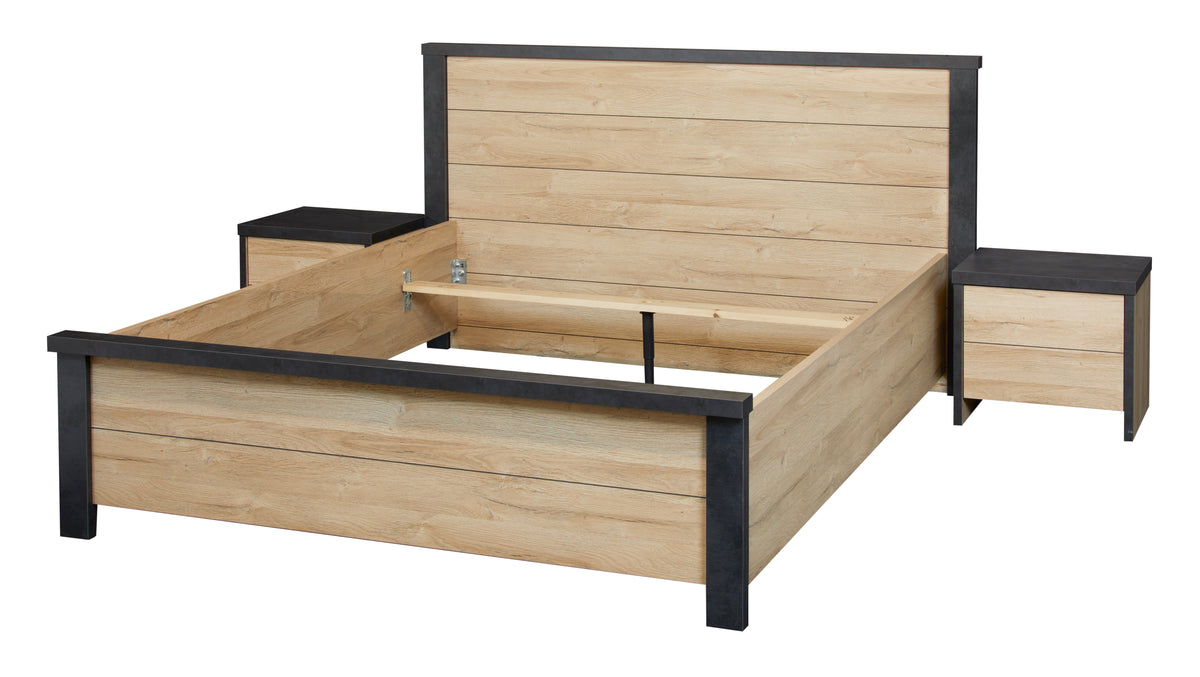 GBO - Tweepersoonbed Phaedra - French oak/ Nox  - 180x103x200cm
