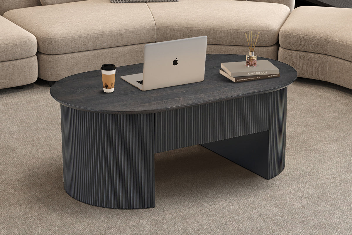Rousseau - Table basse Lagos - Plateau relevable Décor Marron foncé - 45/62 x 120 x 70 cm