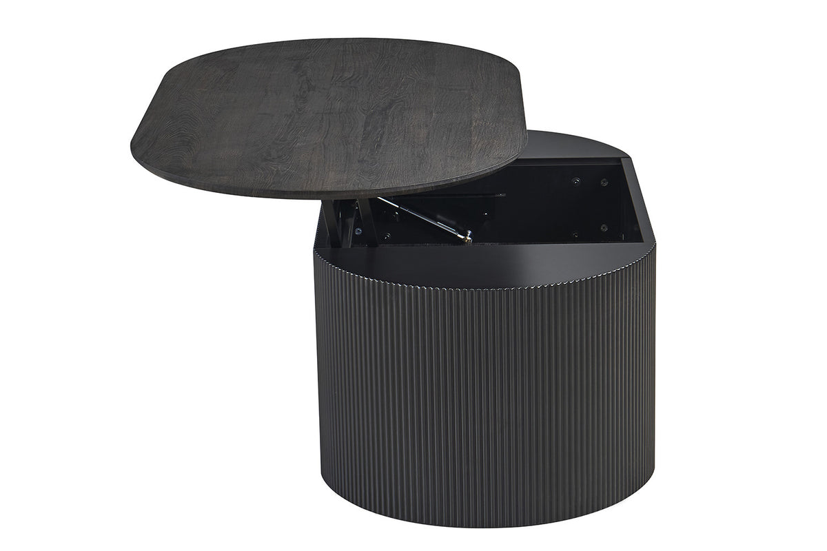 Rousseau - Table basse Lagos - Plateau relevable Décor Marron foncé - 45/62 x 120 x 70 cm