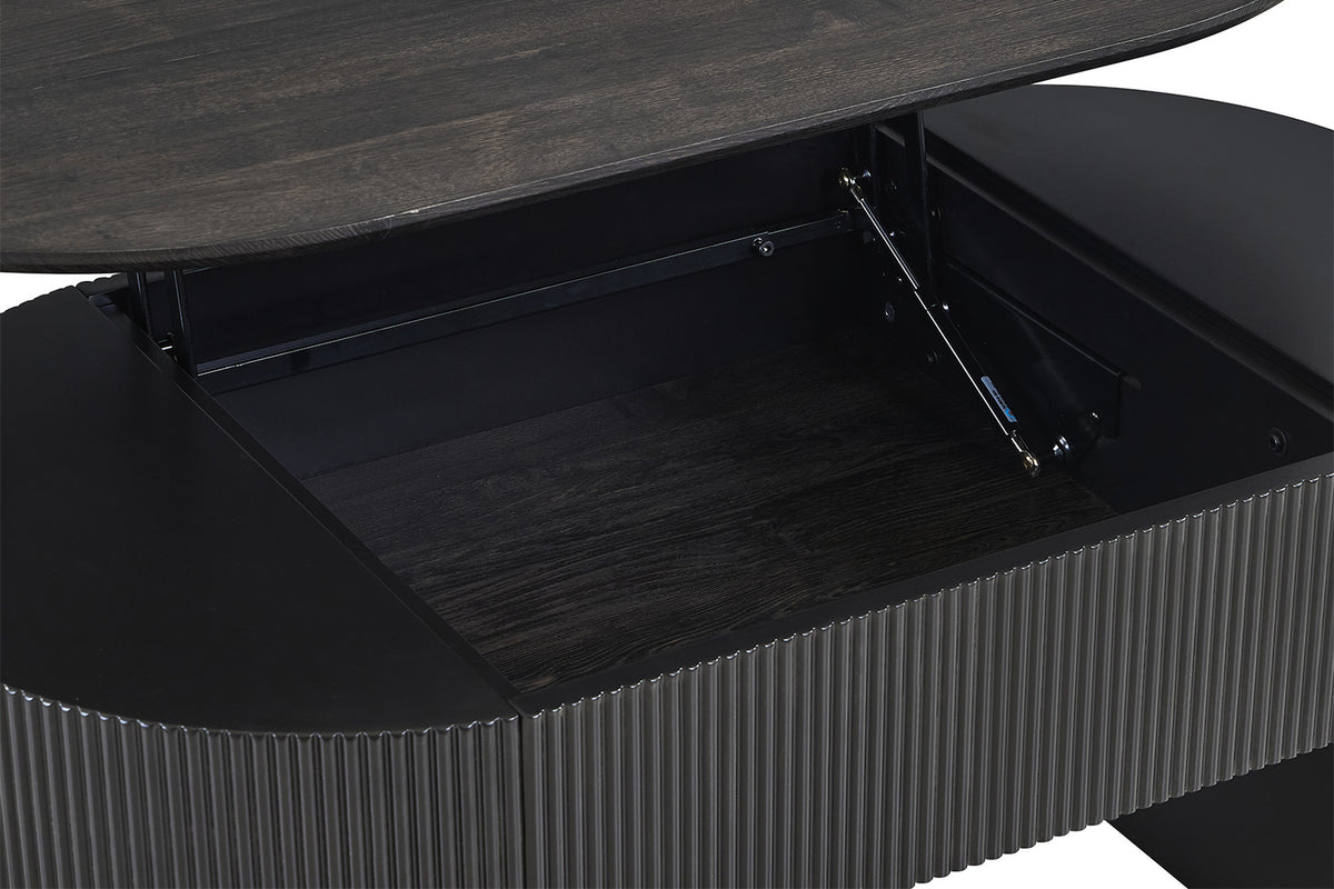 Rousseau - Table basse Lagos - Plateau relevable Décor Marron foncé - 45/62 x 120 x 70 cm