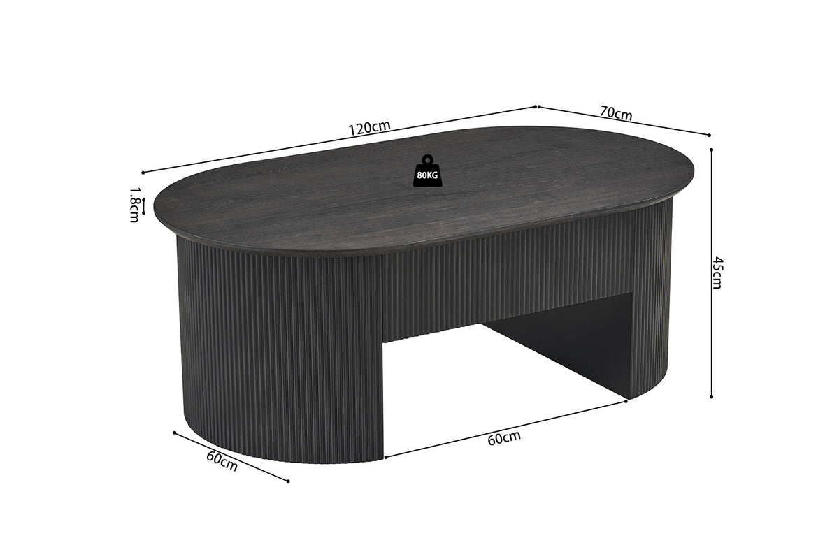 Rousseau - Table basse Lagos - Plateau relevable Décor Marron foncé - 45/62 x 120 x 70 cm