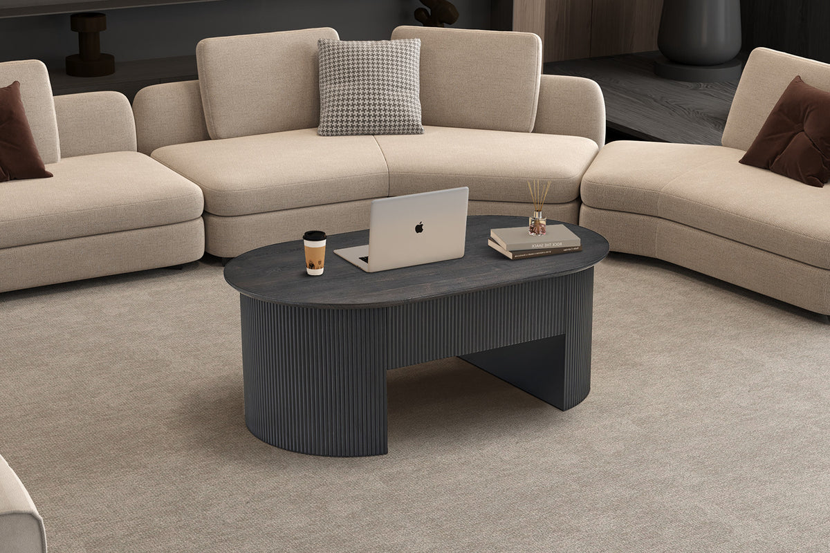 Rousseau - Table basse Lagos - Plateau relevable Décor Marron foncé - 45/62 x 120 x 70 cm