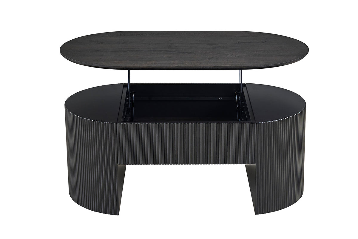 Rousseau - Table basse Lagos - Plateau relevable Décor Marron foncé - 45/62 x 120 x 70 cm