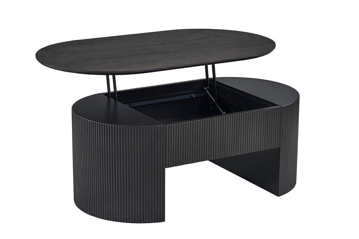 Rousseau - Table basse Lagos - Plateau relevable Décor Marron foncé - 45/62 x 120 x 70 cm