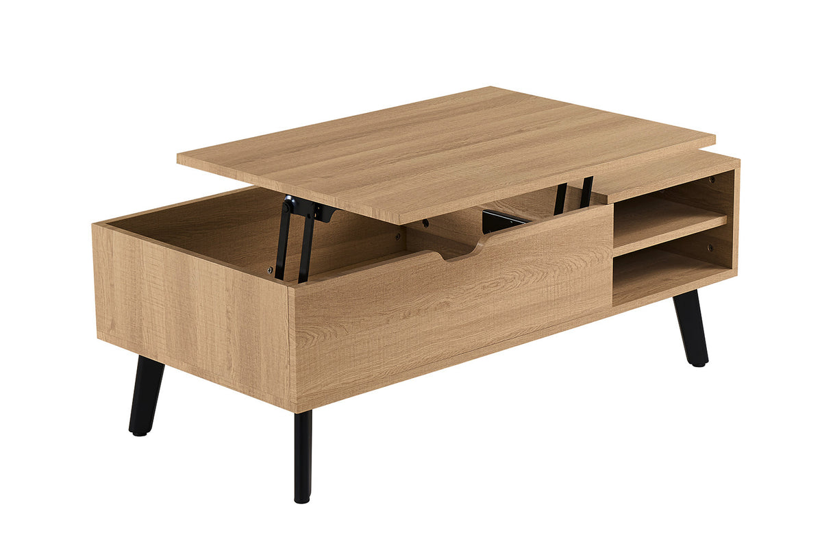 Rousseau - Salontafel Justine -Opklapbare top Decor Eik Naturel - 45/62x120x60 cm