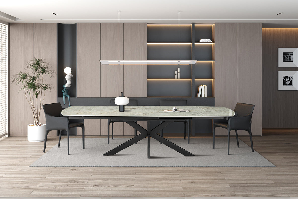 Rousseau - Table extensible Ares - Pierre Beige Brillant - 160-240 cm