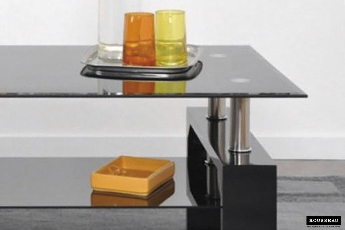 Rousseau - Table basse Alana Noir brillant - 45x100x60 cm