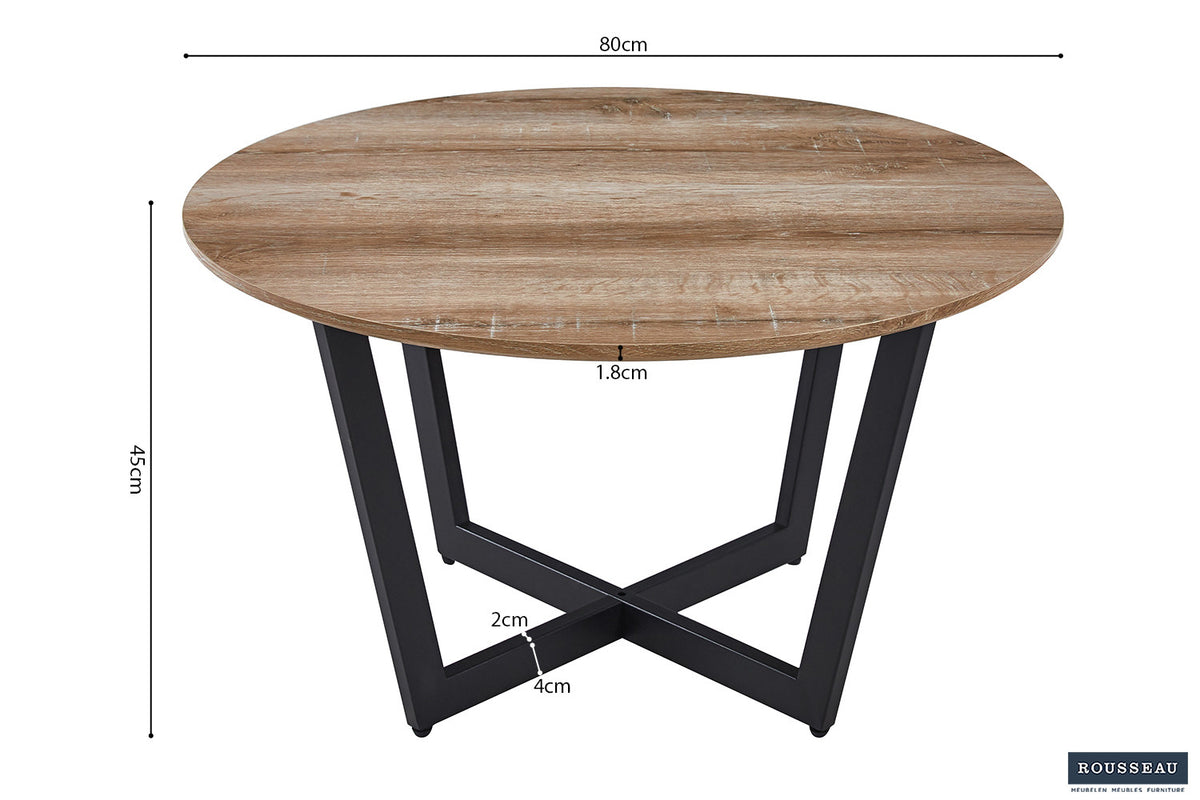 Rousseau - Table basse Paso 3 Décor Vieux Chêne - 45x80x80 cm