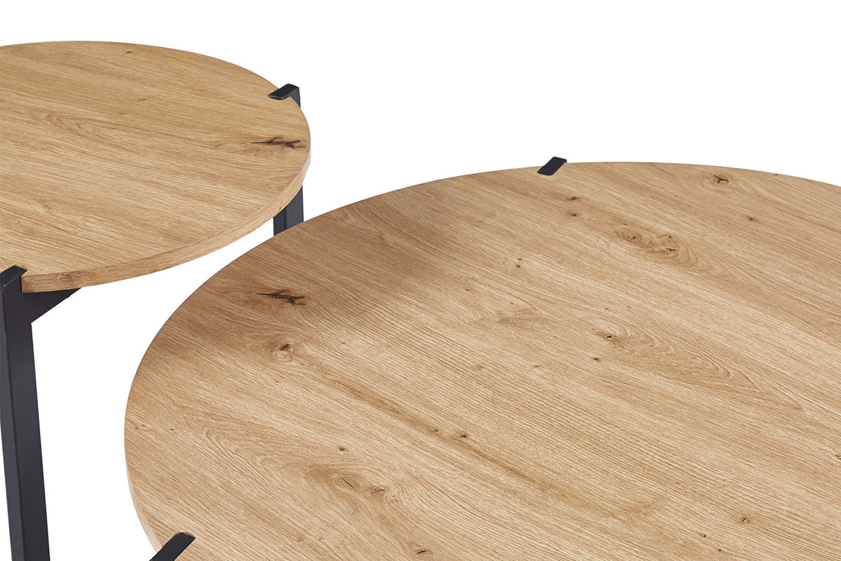 Rousseau - Lot de 2 Tables Basses Pola Decor Vieux chêne - 50x45x80cm