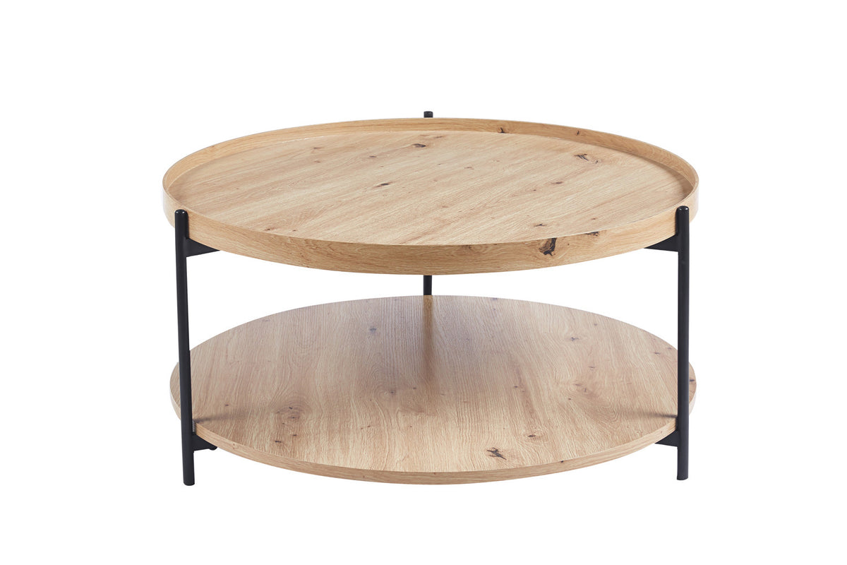 Rousseau - Table basse Dalina 80 cm Décor Vieux chêne - 40x80x80 cm