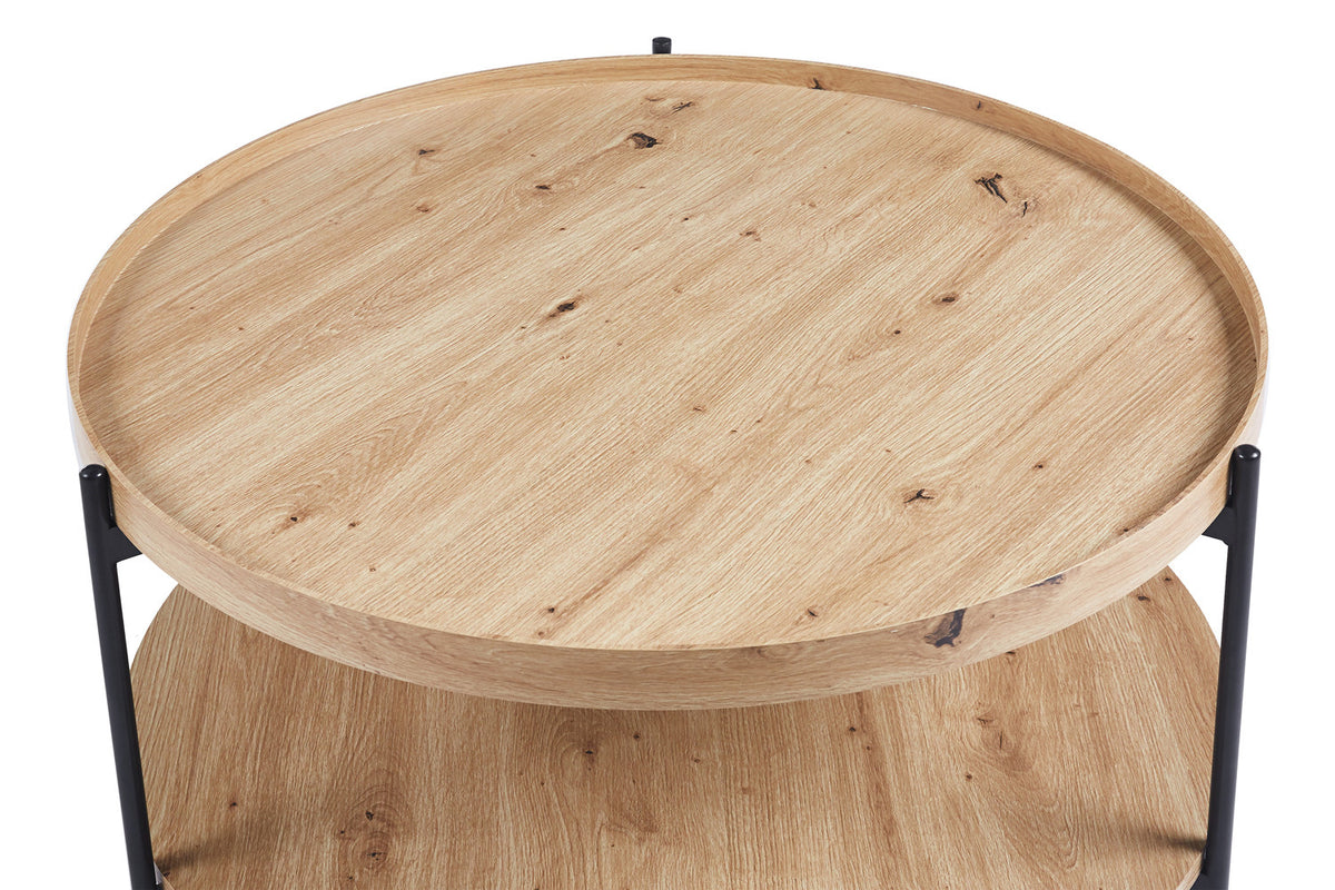 Rousseau - Table basse Dalina 80 cm Décor Vieux chêne - 40x80x80 cm