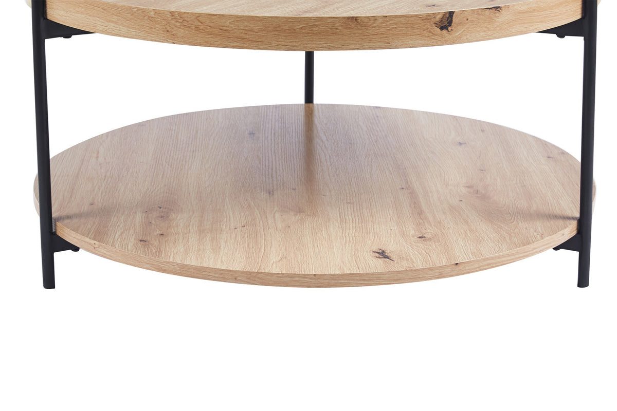 Rousseau - Table basse Dalina 80 cm Décor Vieux chêne - 40x80x80 cm
