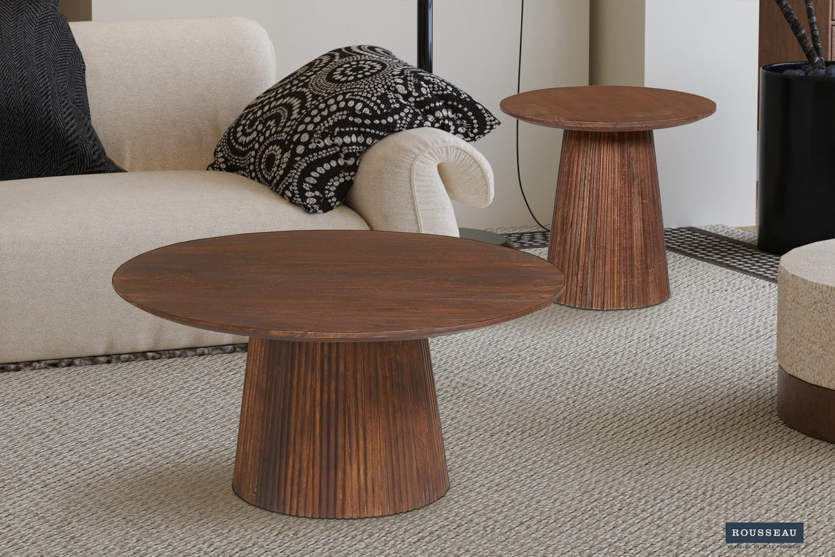 Rousseau - Table basse Miguel 80 cm Ronde Manguier Marron clair - 38x80x80 cm