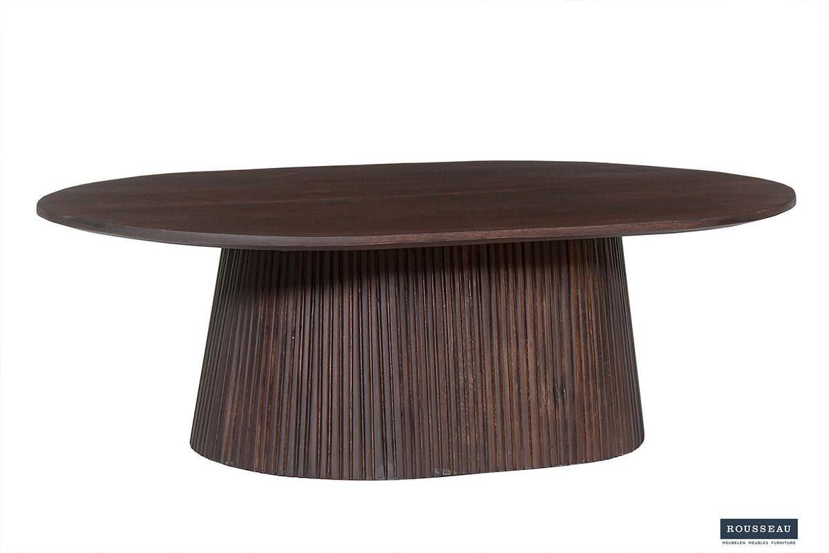 Rousseau - Table basse Miguel 120 cm Ovale Manguier Marron foncé - 37x120x70 cm