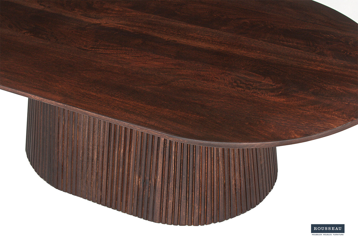 Rousseau - Table basse Miguel 120 cm Ovale Manguier Marron foncé - 37x120x70 cm