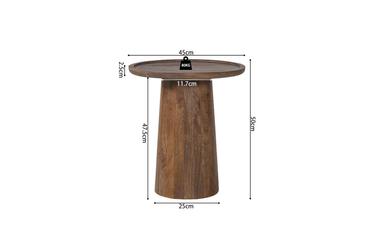 Rousseau - Table basse Jules 45x50 cm Ronde Manguier Marron clair - 50x45x45 cm
