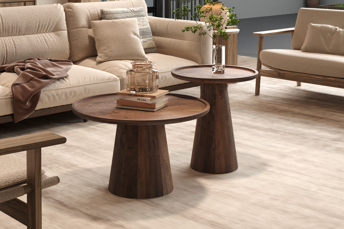 Rousseau - Table basse Jules 65x40 cm Ronde Manguier Marron clair - 40x65x65 cm