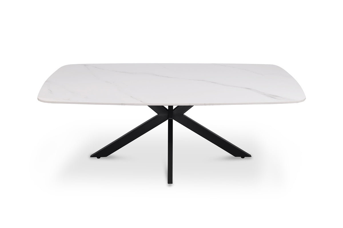 Rousseau - Table basse Apollo 130 cm Danois Ovale Pierre Blanc - 45x130x70cm