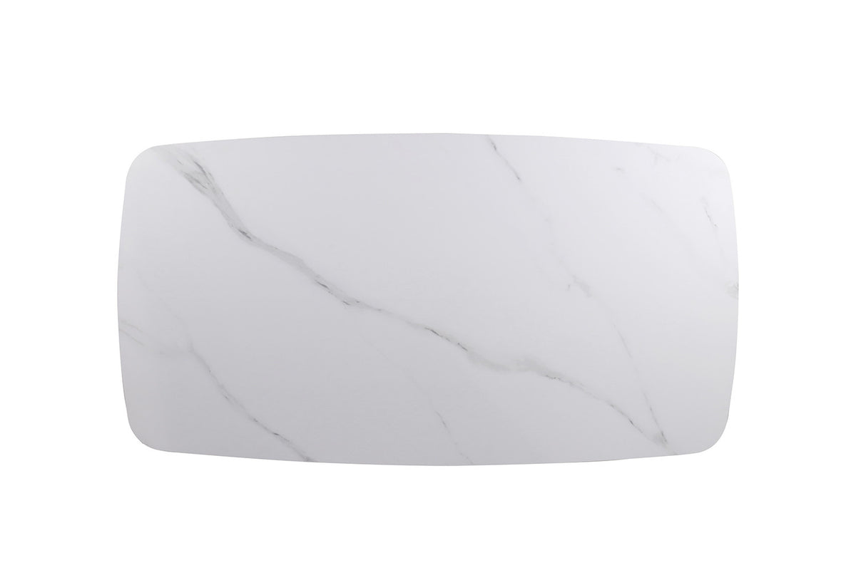 Rousseau - Table basse Apollo 130 cm Danois Ovale Pierre Blanc - 45x130x70cm