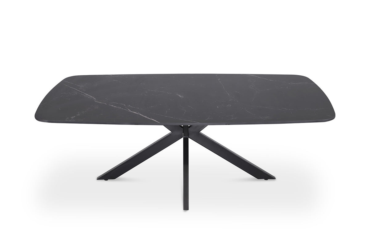 Rousseau - Table basse Apollo 130 cm Danois Ovale Pierre Noir - 45x130x70cm